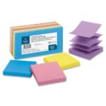 Business Source Pop-up Adhesive Note Removable, Adhesive -3"x3"- Assorted Extreme - 12/Pack