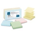 Business Source Pop-up Adhesive Note Removable, Adhesive -3″x3″- Assorted Pastel – 12/Pack