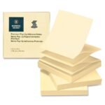Business Source Pop-up Adhesive Note Removable, Adhesive, Fanfold, Pop-up - 3"X3" - Yellow - 12 / Pack
