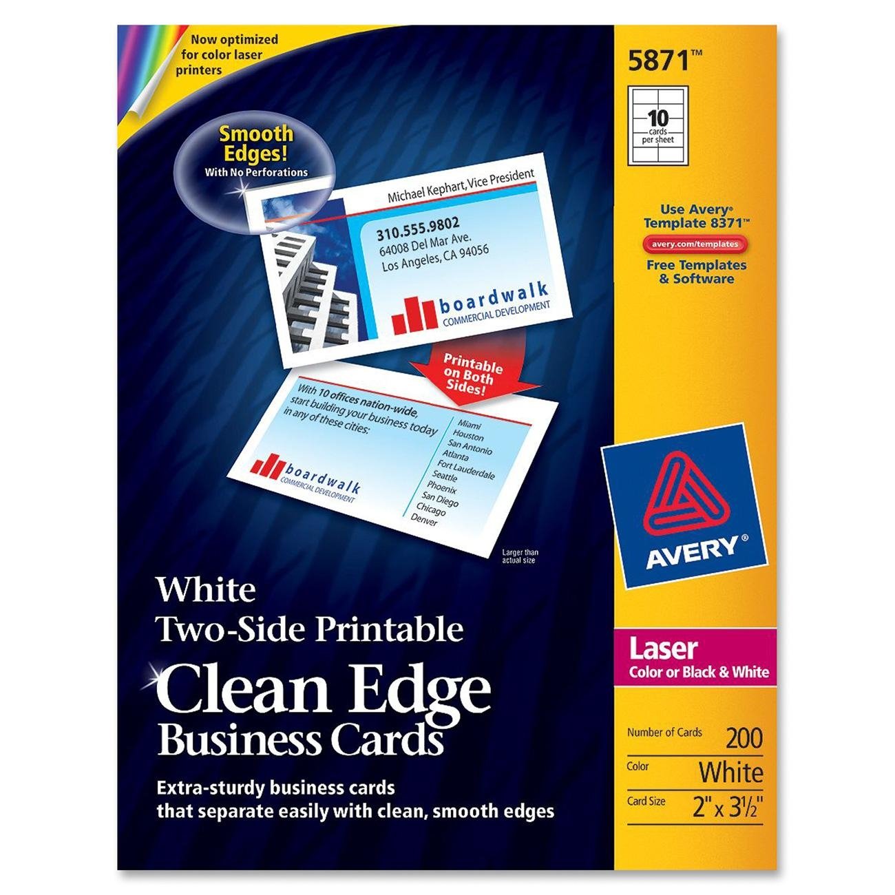 Avery® Two-Side Printable Clean Edge® Business Cards, 2" x 3 1/2", Ivory, Pack Of 200