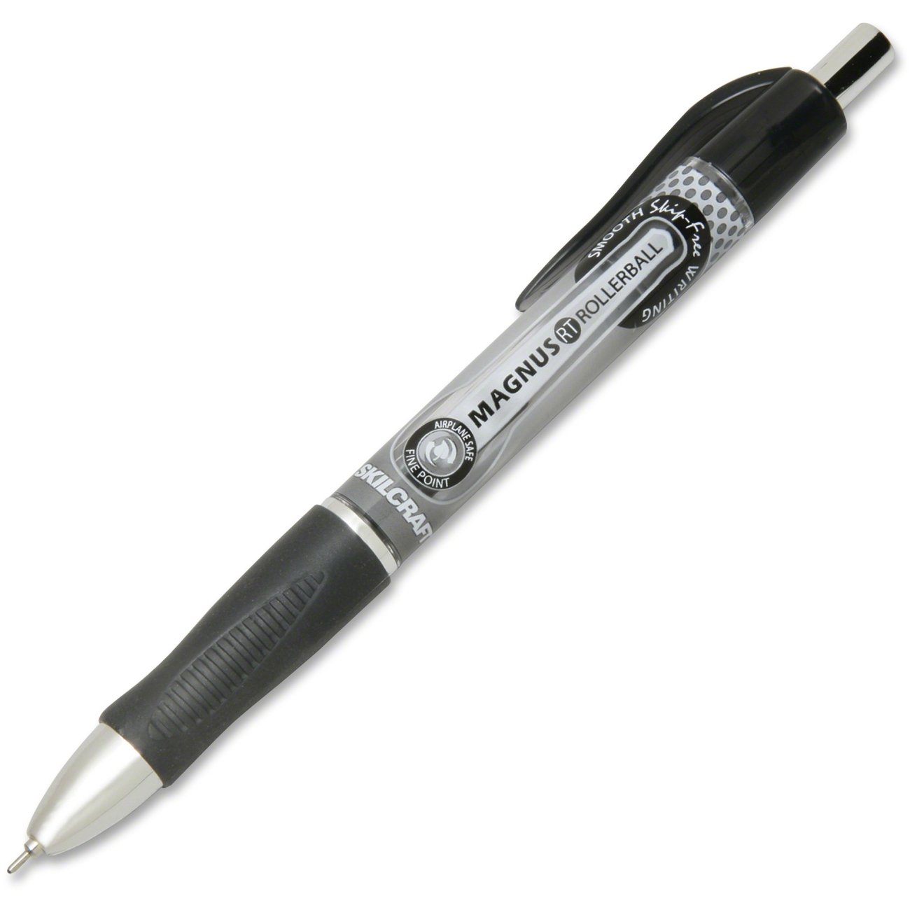 SKILCRAFT Retractable Rollerball Pen0.7 mm Pen Point Size - Needle Pen Point Style - Black Ink - Black Barrel